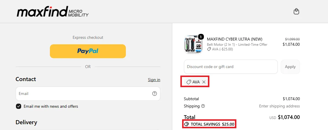 Maxfind $50 off coupon code